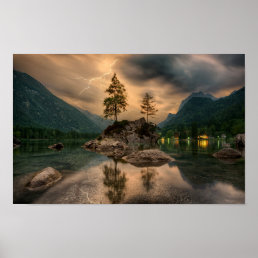 Beautiful Mountain Lake in the Evening Photo Poster