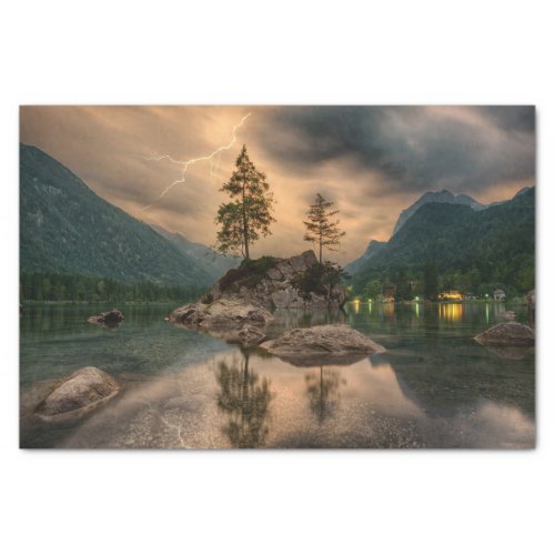 Beautiful Mountain Lake in the Evening Photo Tissue Paper