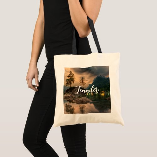 Beautiful Mountain Lake in the Evening Photo Tote Bag