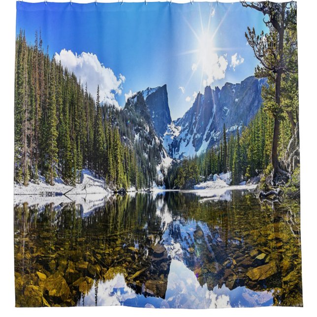 Beautiful, Mountain Lake Landscape Shower Curtain (Front)