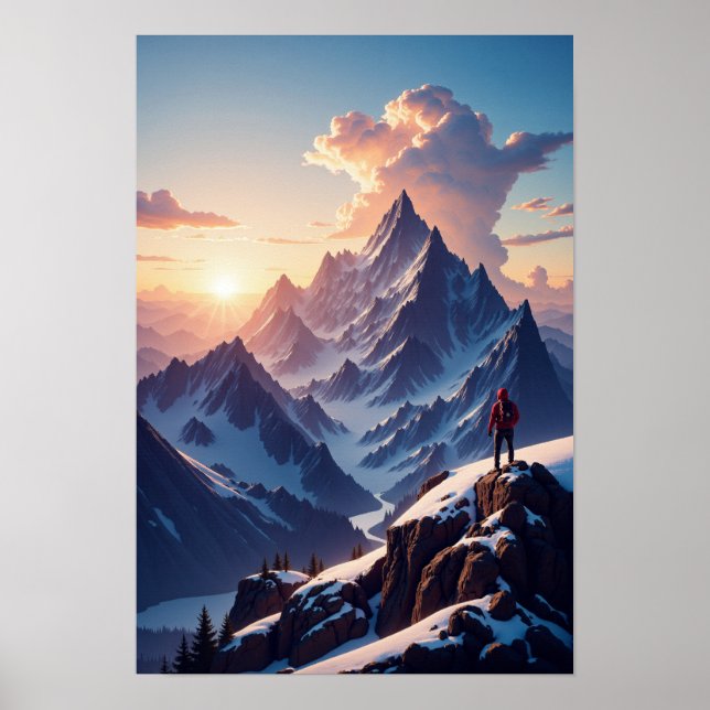Beautiful Mountain Landscape Illustration Poster (Front)