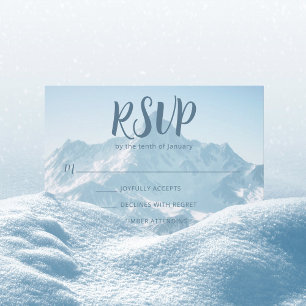 Beautiful Mountain Photography Winter Wedding RSVP Card