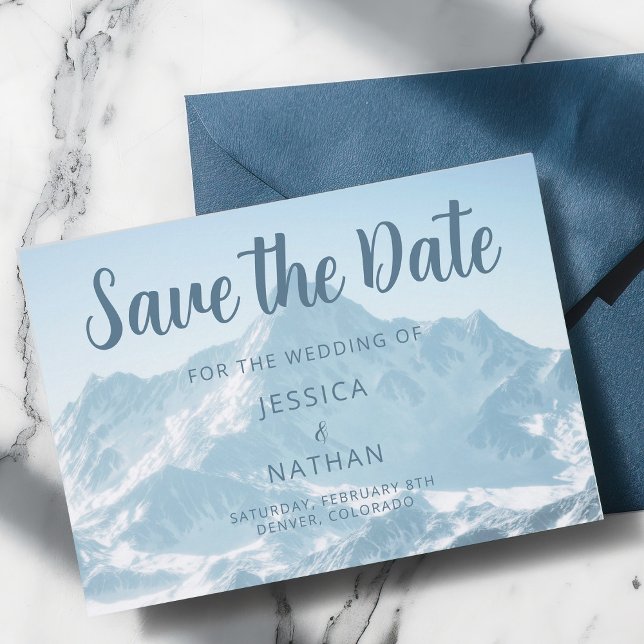 Beautiful Mountain Photography Winter Wedding Save The Date (Creator Uploaded)