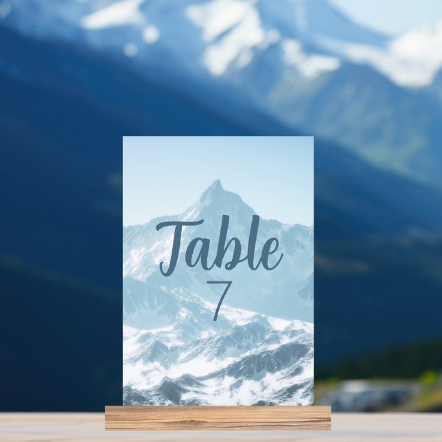 Beautiful Mountain Photography Winter Wedding Table Number (Creator Uploaded)
