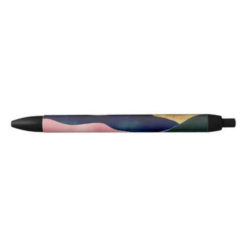 Beautiful Mountain River Moon Sunset Design Black Ink Pen