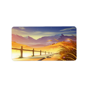 Beautiful mountain scenery label