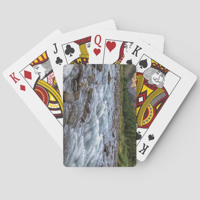 Beautiful Mountain Stream Flowing Over Rocks Poker Cards (Back)
