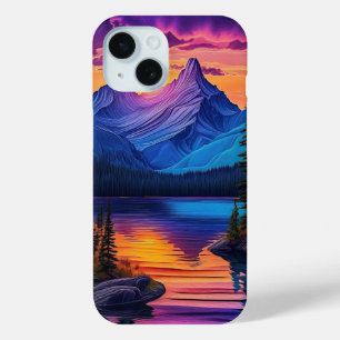 Beautiful Mountain Sunset Lake Nature Scenic iPhone 15 Case