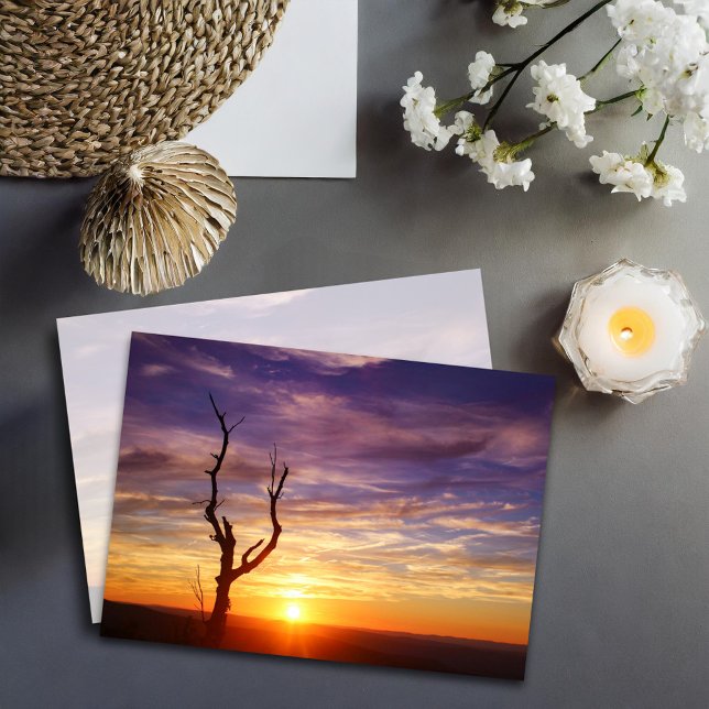 Beautiful Mountain Sunset With Tree Nature Photo Note Card (Creator Uploaded)