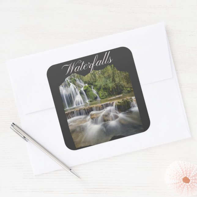 Beautiful Mountain Waterfalls Trail Square Sticker (Envelope)