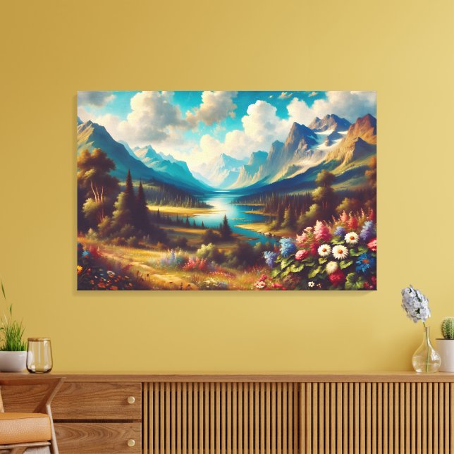 Beautiful mountains and a Magical River Canvas Print (Insitu(LivingRoom))