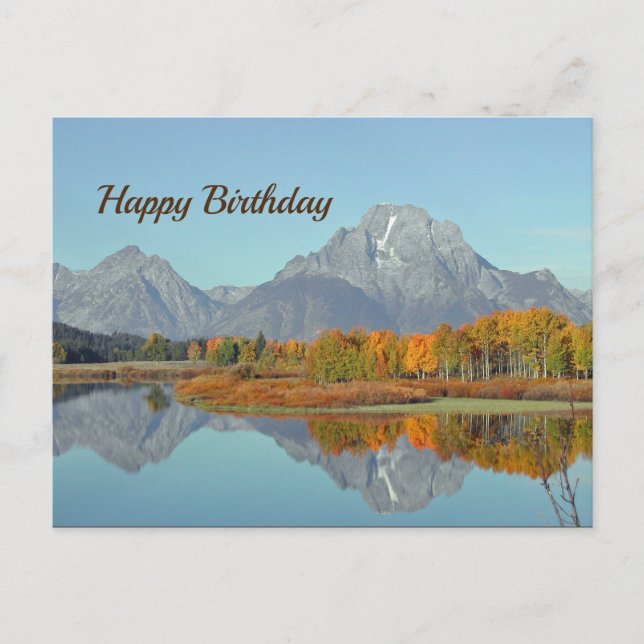 Beautiful Mountains Autumn Birthday Postcard (Front)