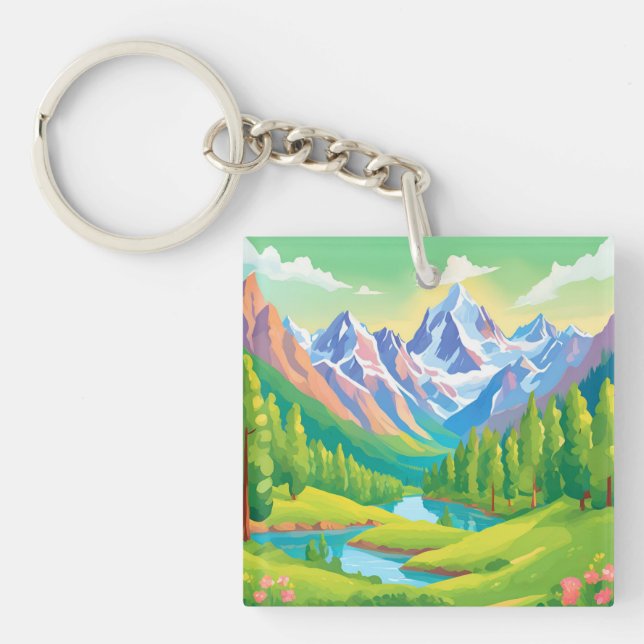 Beautiful Mountains Keychain (Front)