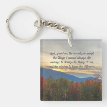 Beautiful Mountains Serenity Prayer Keychain by RenderlyYours at Zazzle
