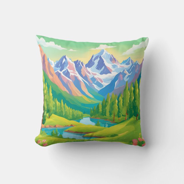 Beautiful Mountains Throw Pillow (Front)
