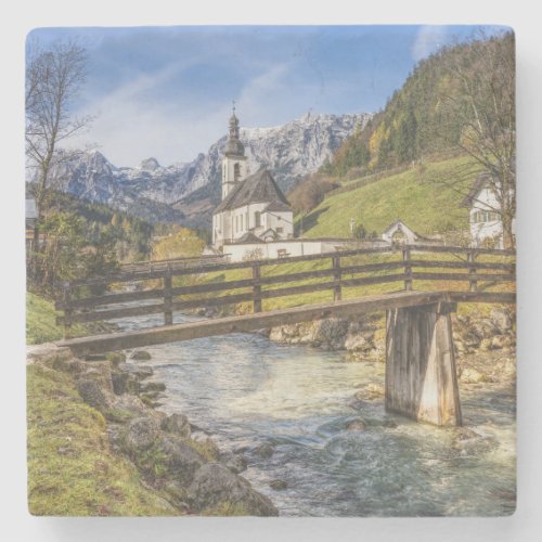 Beautiful Mountains with Church Stone Coaster