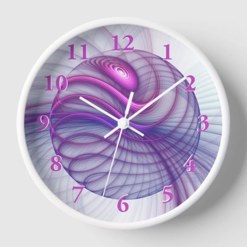 Beautiful Movements Abstract Fractal Art Pink Clock