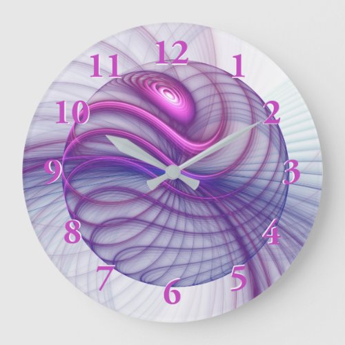 Beautiful Movements Abstract Fractal Art Pink Large Clock