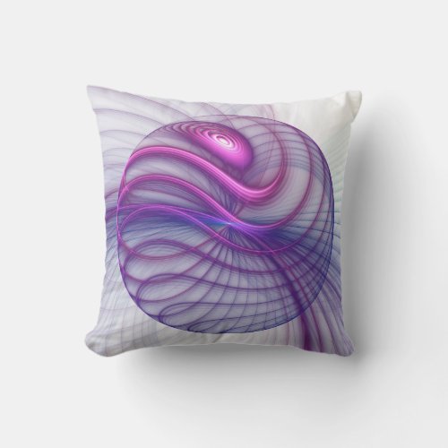 Beautiful Movements Abstract Fractal Art Pink Throw Pillow