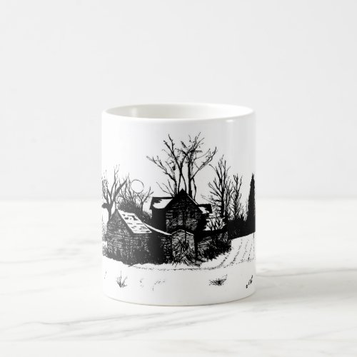 Beautiful Mug with Winter Farm Scene