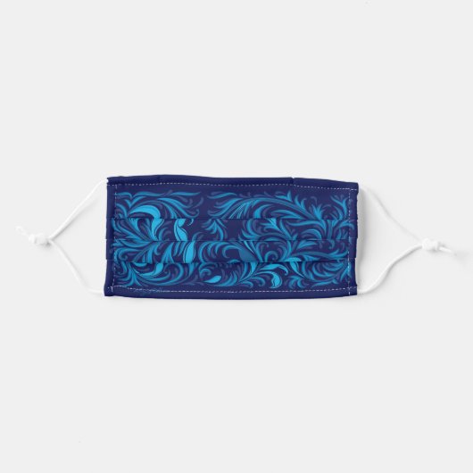 Beautiful Multi Blue Leaf Adult Cloth Face Mask (Front, Folded)