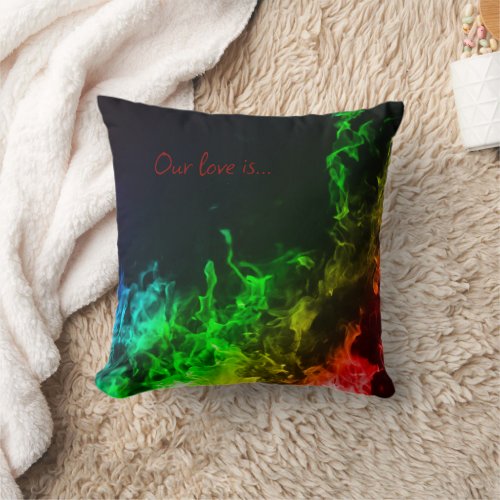 Beautiful Multi_Colored Flame Customizable Throw Pillow