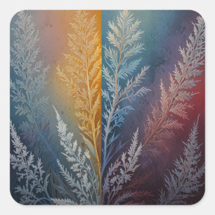Beautiful multi colored ice crystal feathered square sticker