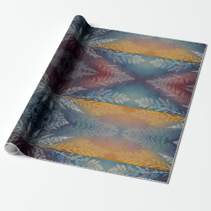 Beautiful multi colored ice crystal feathered wrapping paper