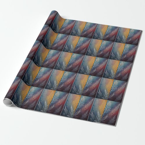 Beautiful multi colored ice crystal feathered  wrapping paper