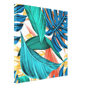 Beautiful Multi-Colored Leaves & Palm Leaves Canvas Print