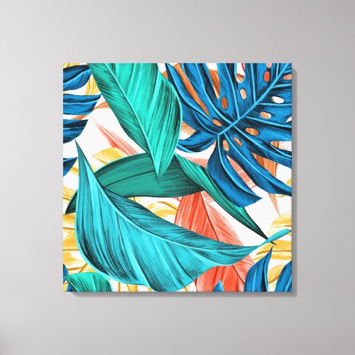 Beautiful Multi_Colored Leaves  Palm Leaves Canvas Print