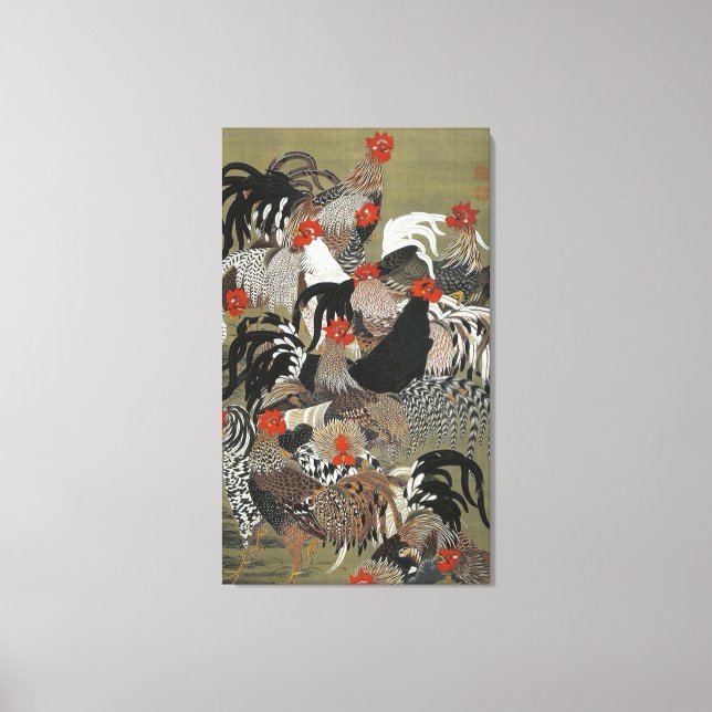 Beautiful Multi-colored Roosters Canvas Print (Front)