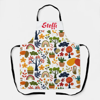 Beautiful multi print with customizable name apron