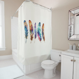 Beautiful Multicolor Boho Feathers - Graphic Art Shower Curtain