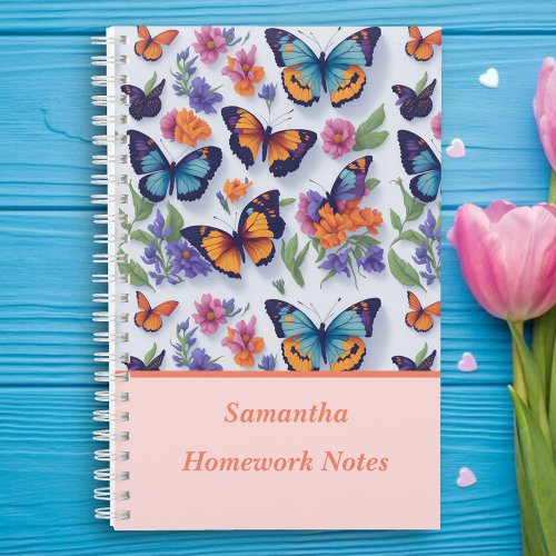 Beautiful Multicolor Butterflies Kids  Students Notebook