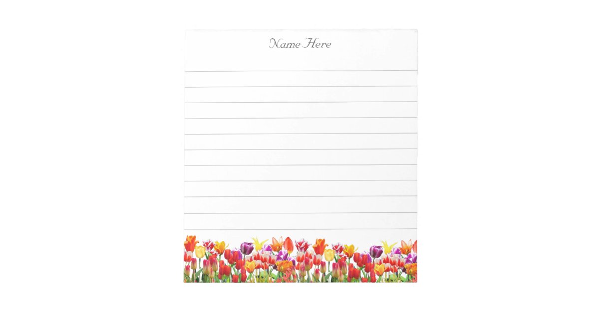 Beautiful Multicolor Tulip Flowers Lined Notepad | Zazzle