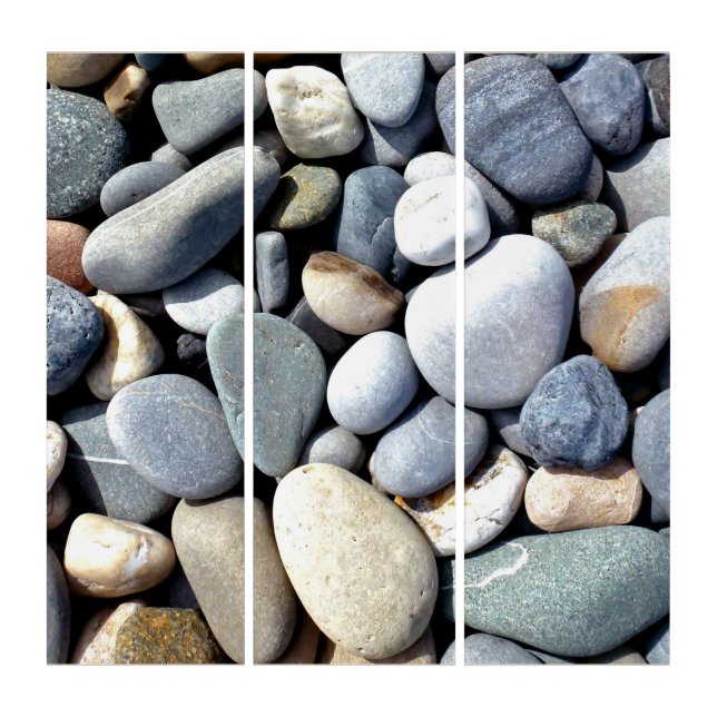 Beautiful Multicolored Beach Pebbles Photo Print Triptych (Front)