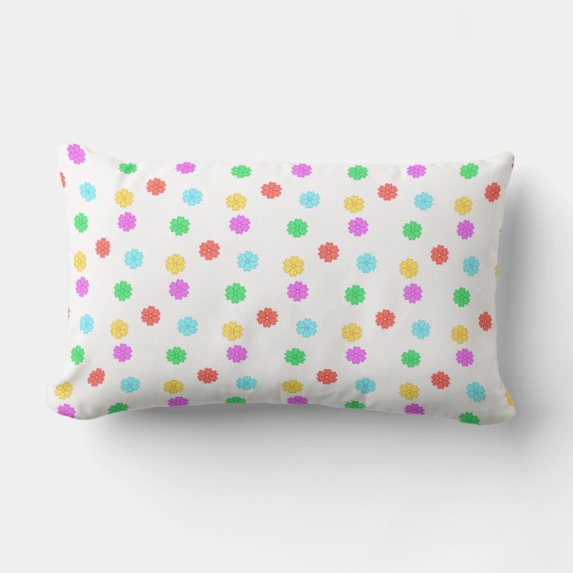 Beautiful Multicolored Flowers Lumbar Pillow (Front)