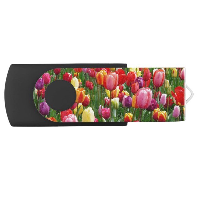 Beautiful multicolored tulip flowers flash drive (Front)