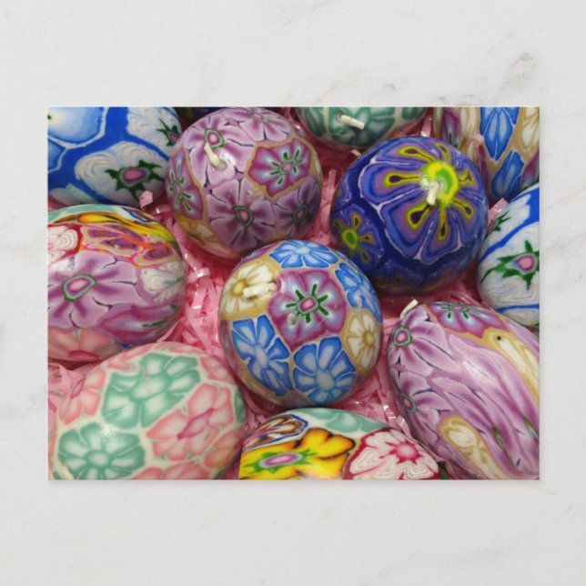 Beautiful multicolored wax Ukranian Eggs Postcard (Front)