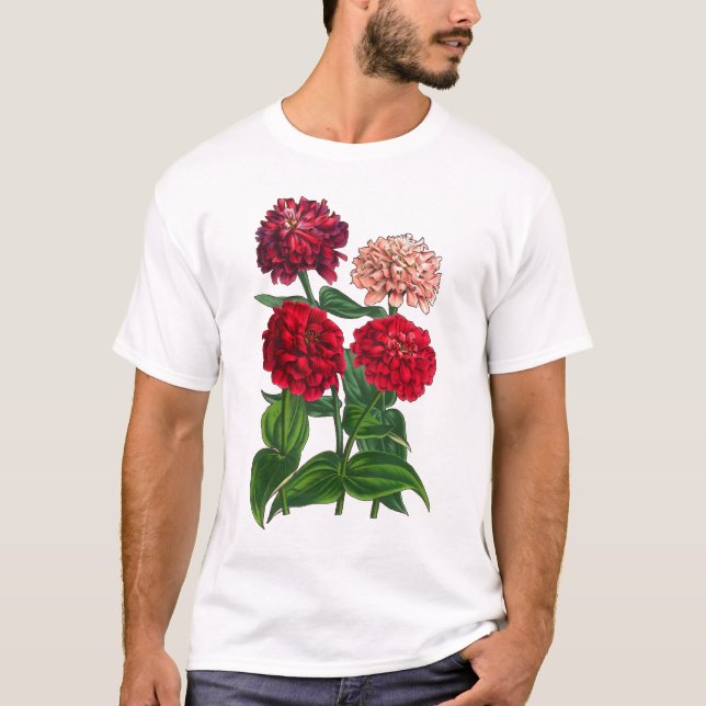 Beautiful Multicolored Zinnias Gardener's T-Shirt (Front)