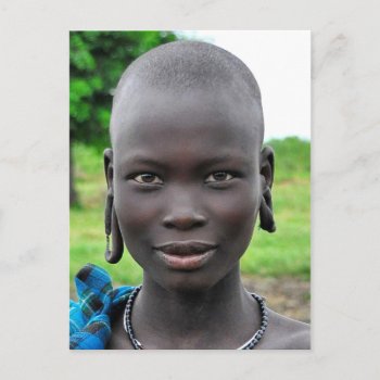 Beautiful Mursi Woman With Pierced Ears Postcard by HTMimages at Zazzle
