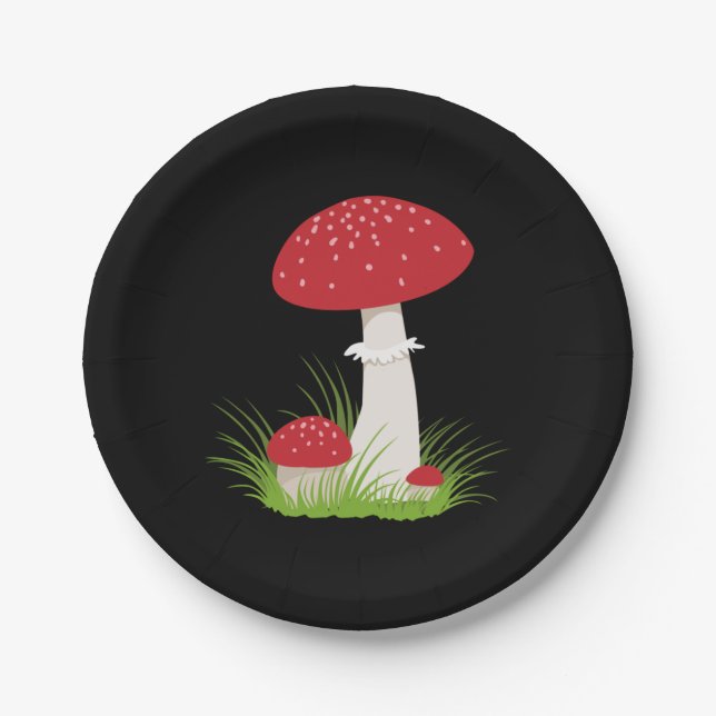 Beautiful Mushroom Paper Plates (Front)
