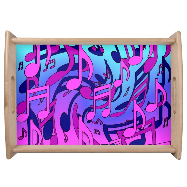 Beautiful Music Art Upbeat Musical Notes Cheerful  Serving Tray (Front)