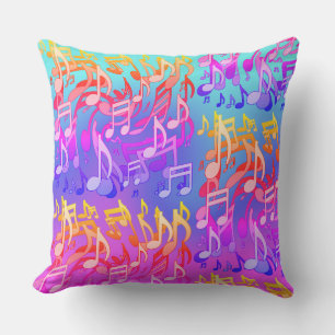 Beautiful Music Bright Happy Colorful Artsy Throw Pillow