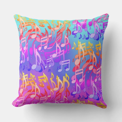 Beautiful Music Bright Happy Colorful Artsy Throw Pillow
