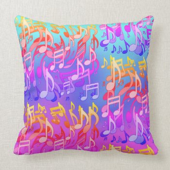 Beautiful Music Bright Happy Colorful Artsy Throw Pillow by M_Sylvia_Chaume at Zazzle