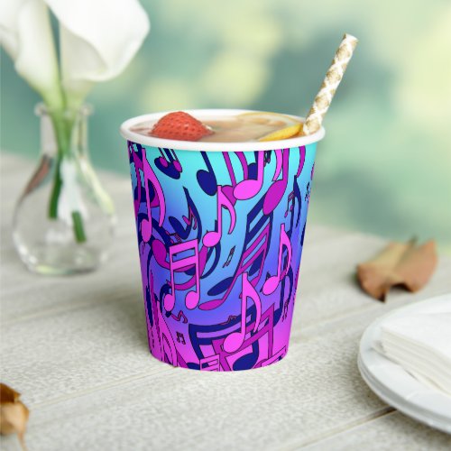Beautiful Music Colorful Lively Musical Notes  Paper Cups