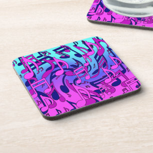 Beautiful Music Colorful Lively Musical Pattern Beverage Coaster