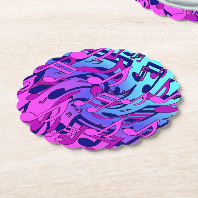 Beautiful Music Colorful Lively Musical Pattern Paper Coaster (Angled)